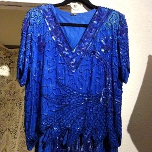 Beautifully beaded blue skirt with top
